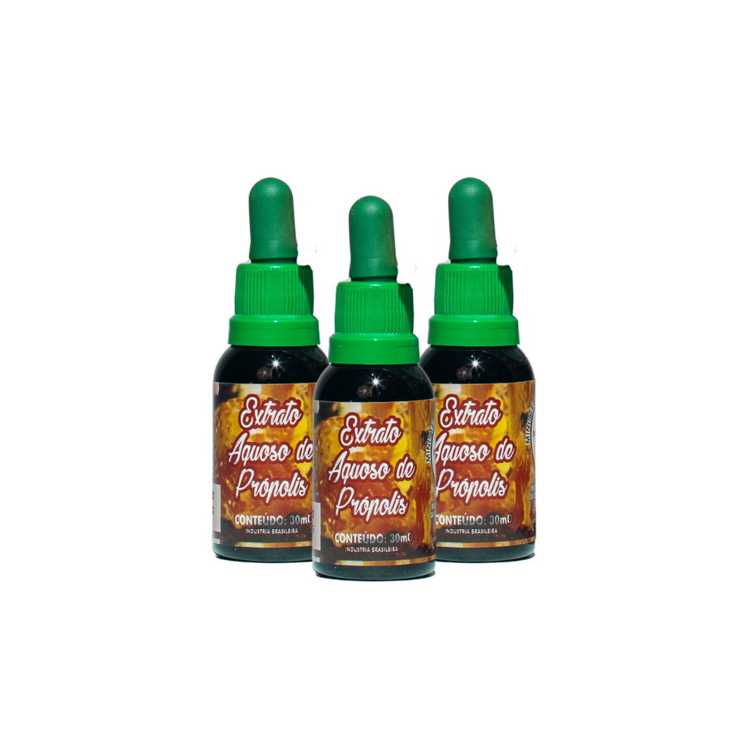 3 Extratos de Própolis Aquoso 30ml Apiário Martins